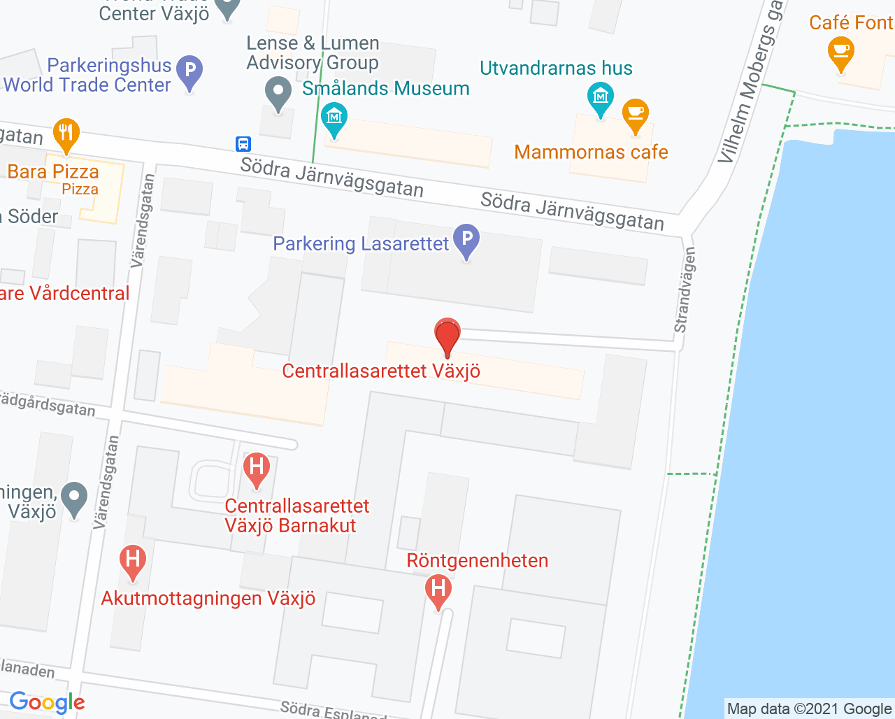 Karta till Transfusionsmedicin Växjö, Växjö