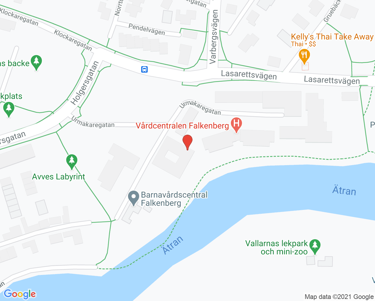 Karta till Barn- och ungdomsmottagningen Falkenberg