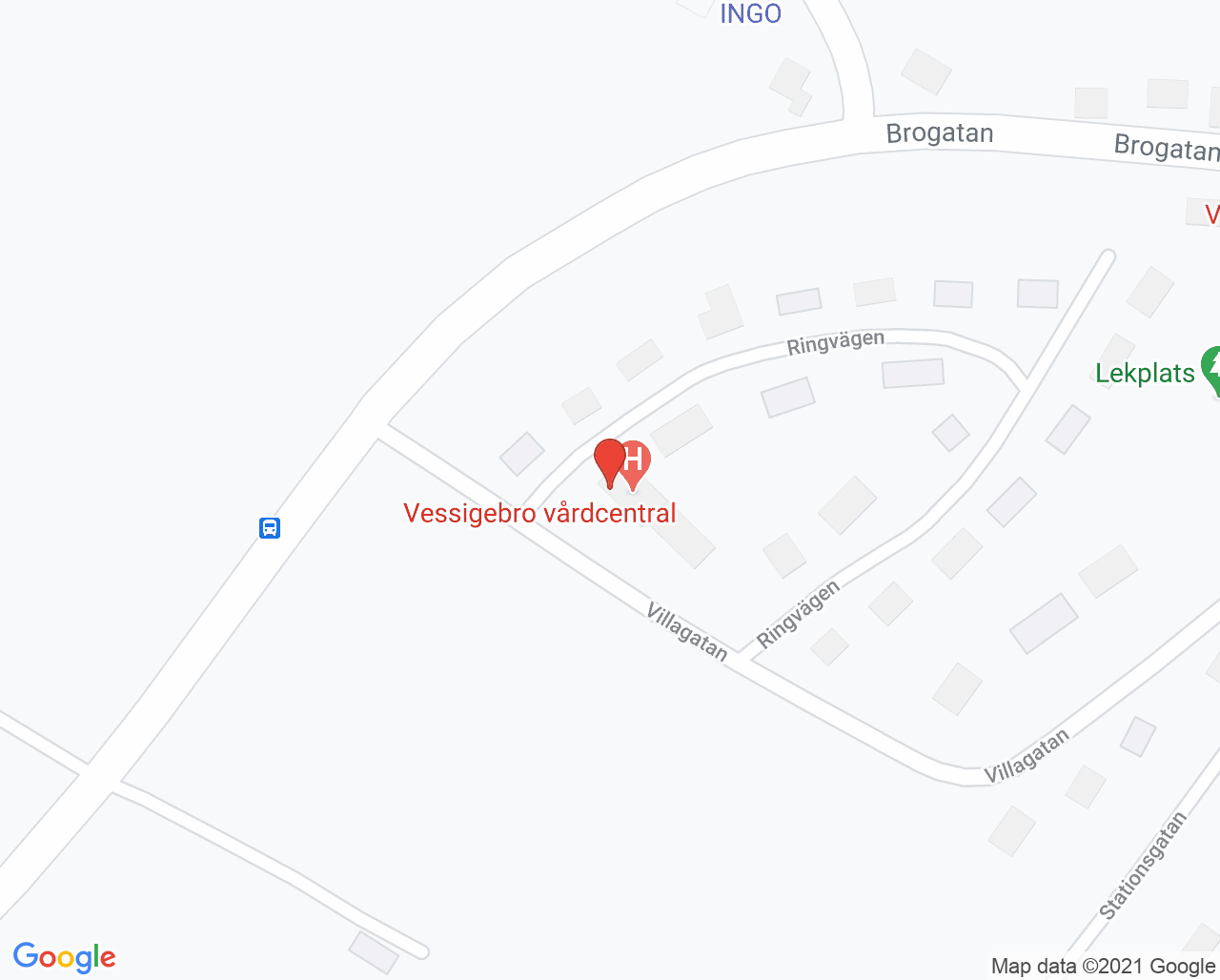 Karta till Läkarmottagningen Vessigebro