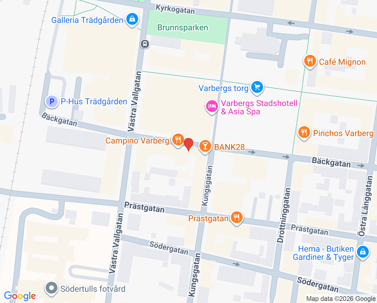 Karta till Distriktssköterskemottagningen Neptunuskliniken, Varberg