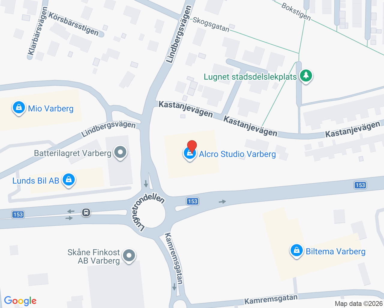 Karta till Psykosociala mottagningen Lugnetkliniken, Varberg
