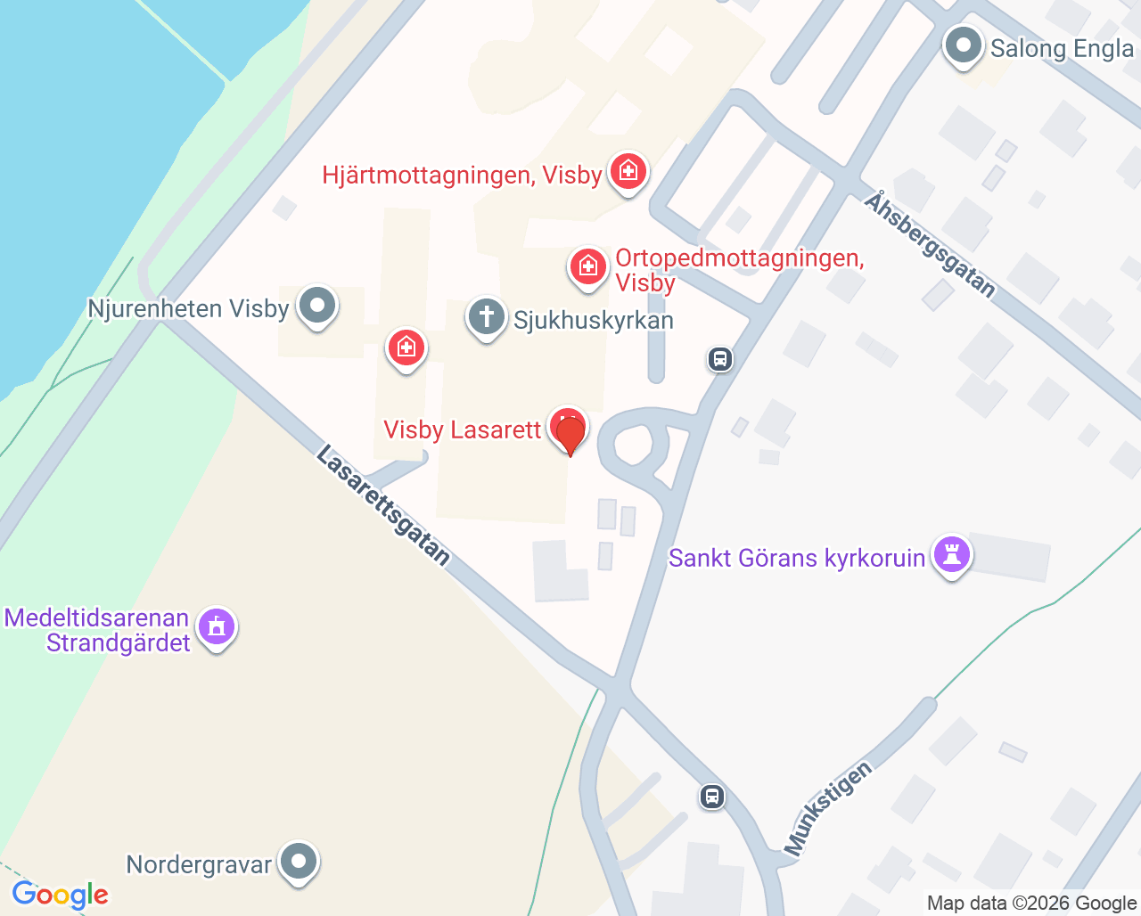 Karta till Osteoporosmottagningen, Visby lasarett
