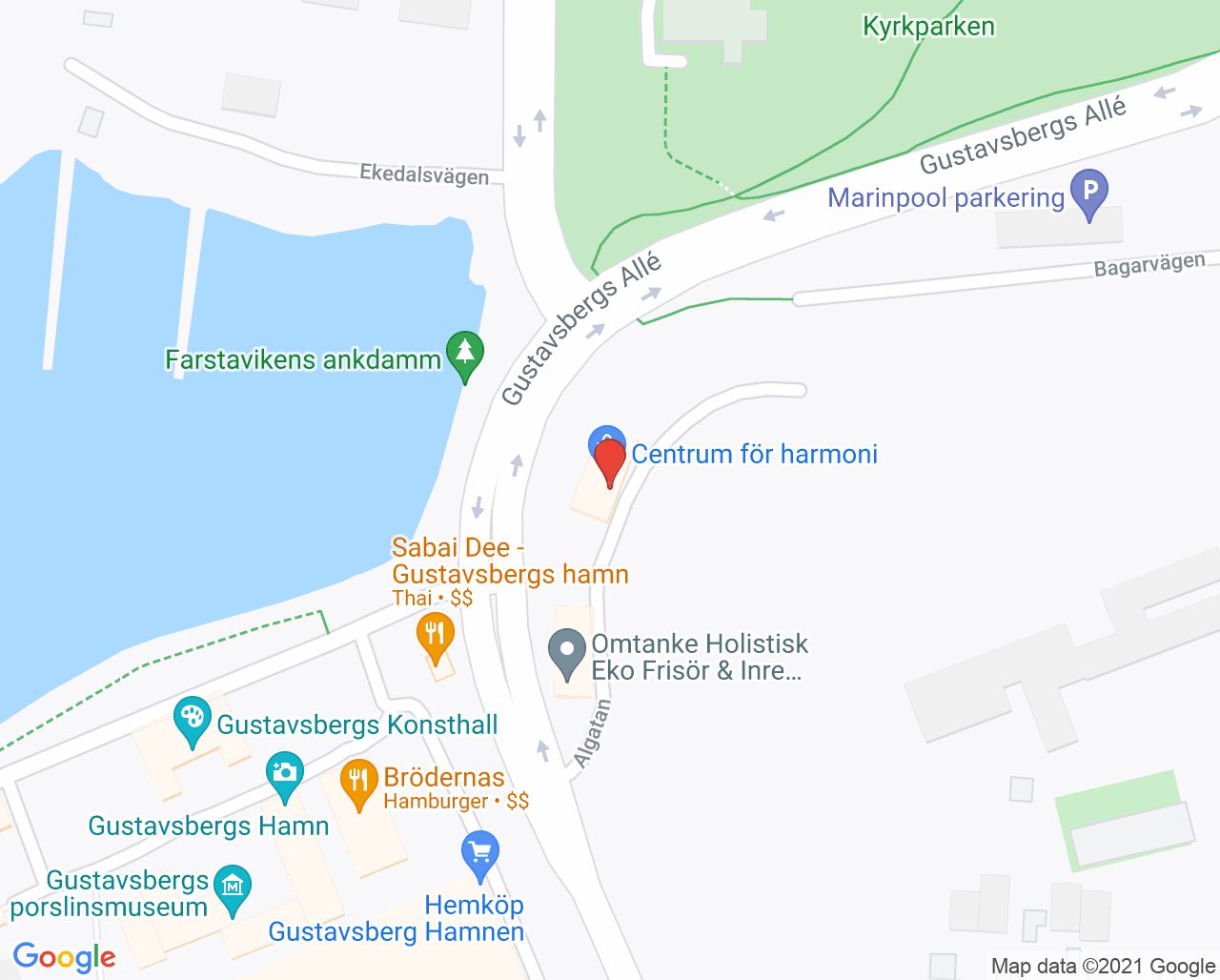 Karta till Värmdö sjukgymnastik - Victoria Treutiger, Gustavsberg