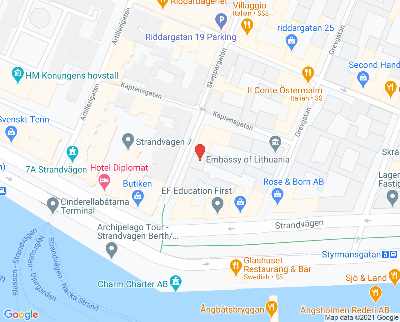 Karta till Dansterapi Centrum, Östermalm