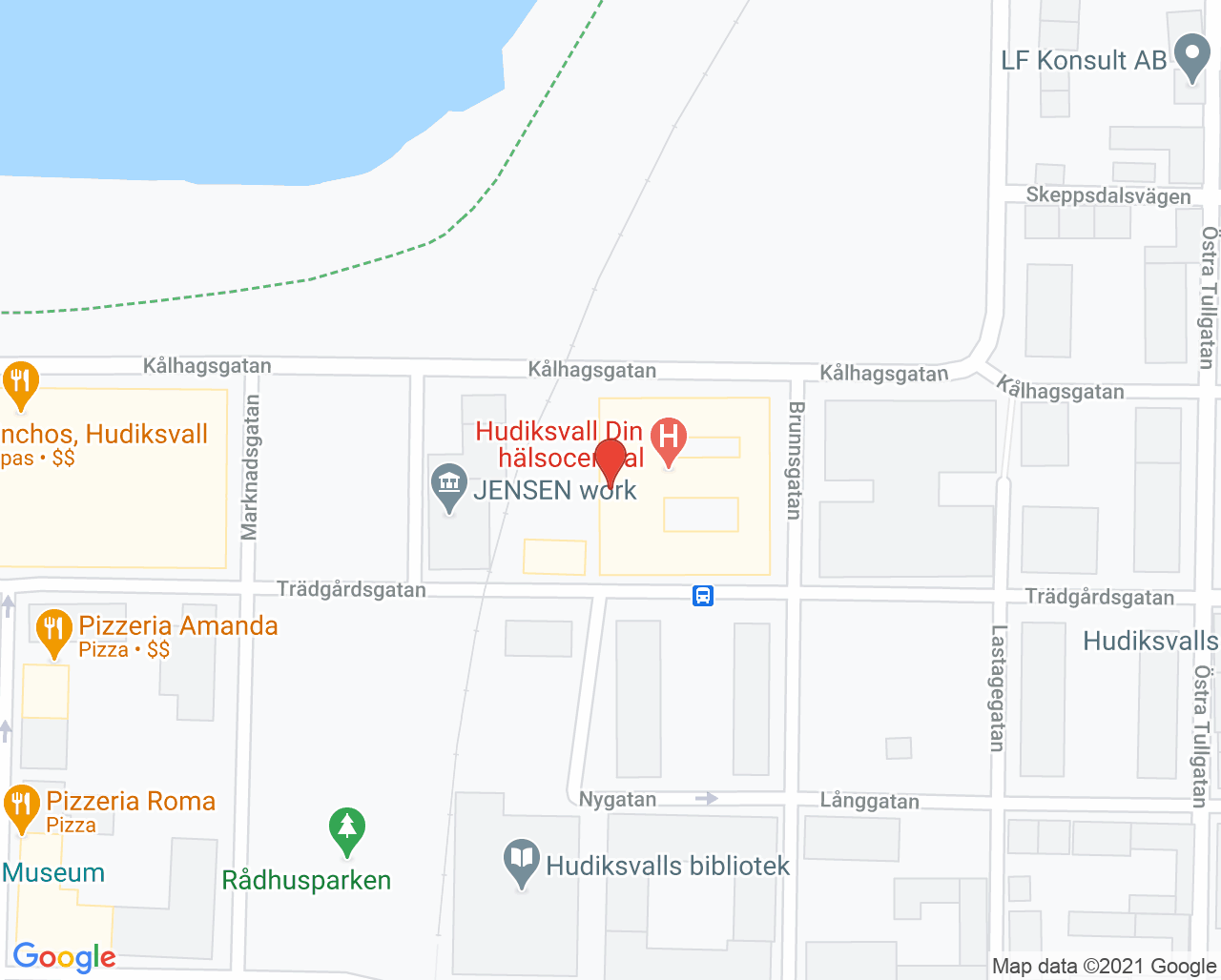 Karta till Barnavårdscentral Hudiksvall Din hälsocentral