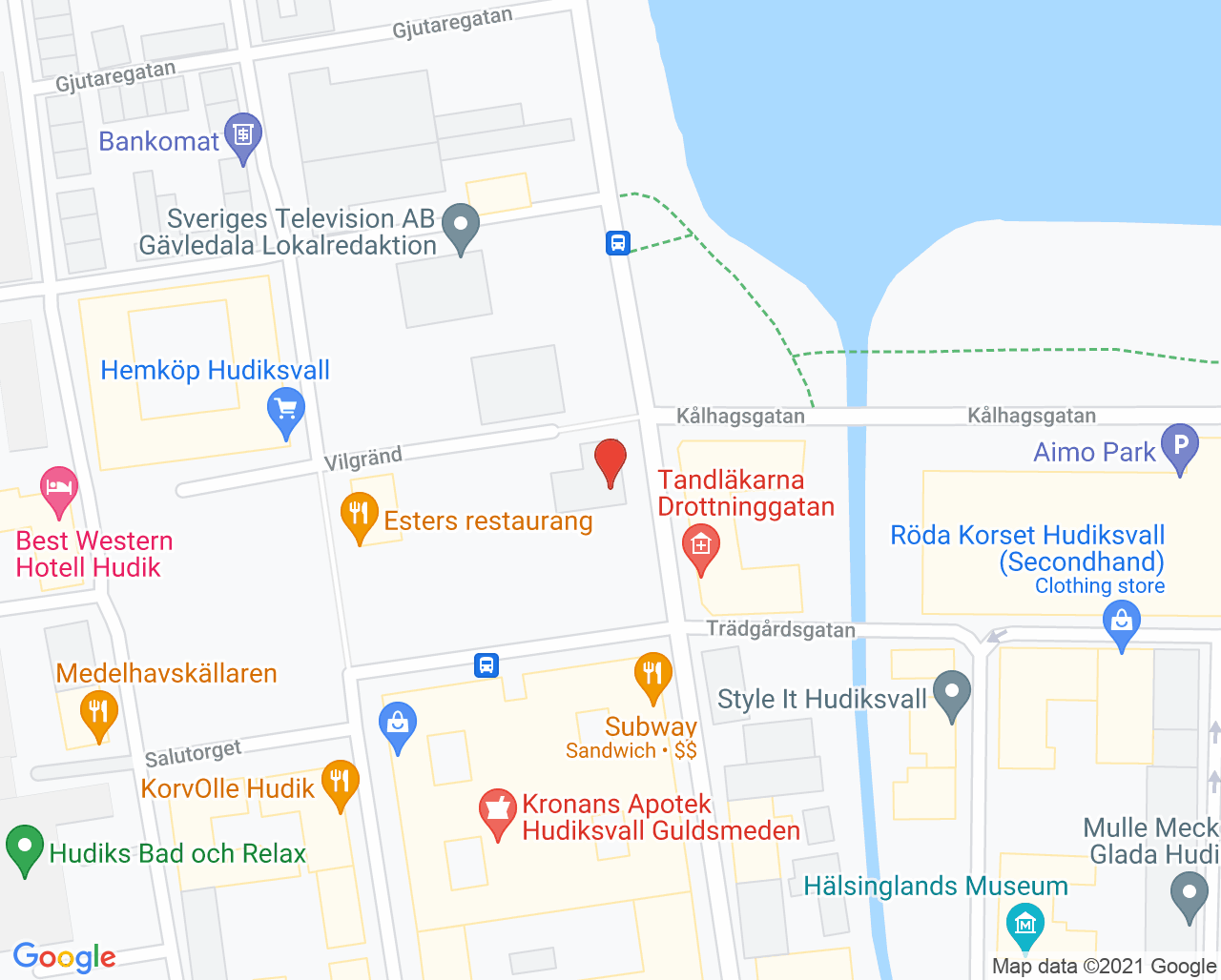 Karta till Läkarhuset Hudiksvall AB
