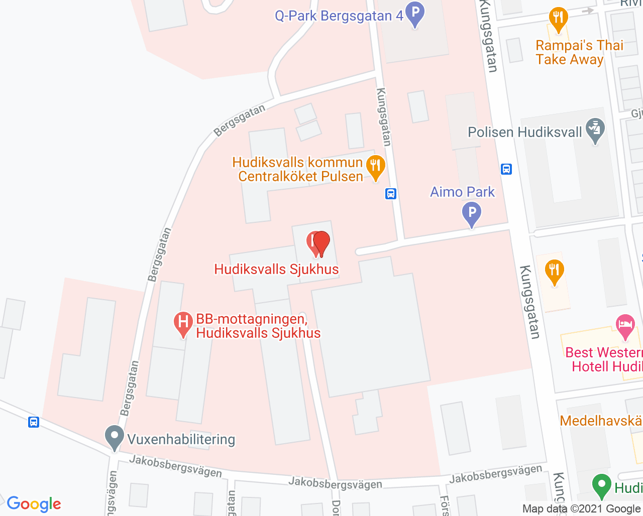 Karta till Fotvård Hudiksvall