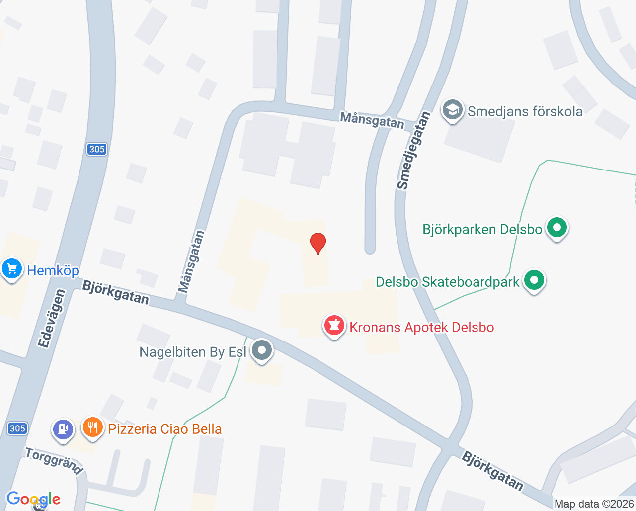 Karta till Barnavårdscentral Delsbo Din hälsocentral