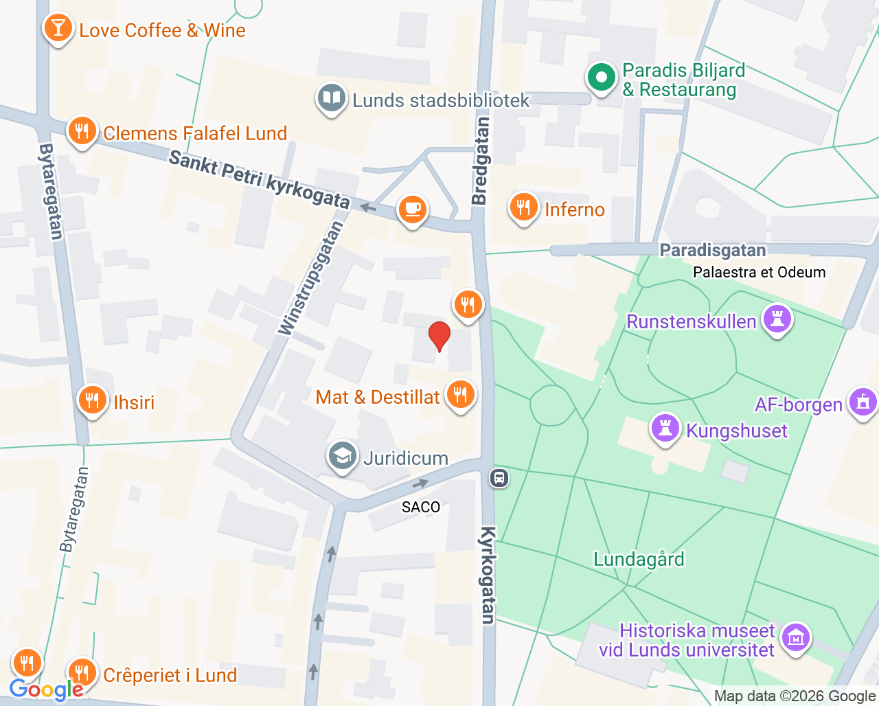 Karta till Dr Dropin Hudcentrum Lund