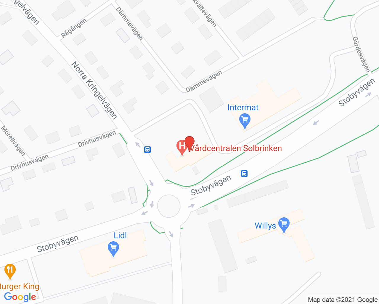 Karta till Vårdcentralen Solbrinken