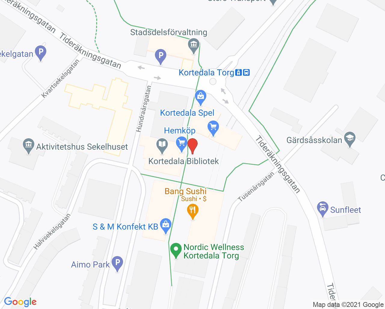 Karta till Folktandvården Kortedala Göteborg, Göteborg