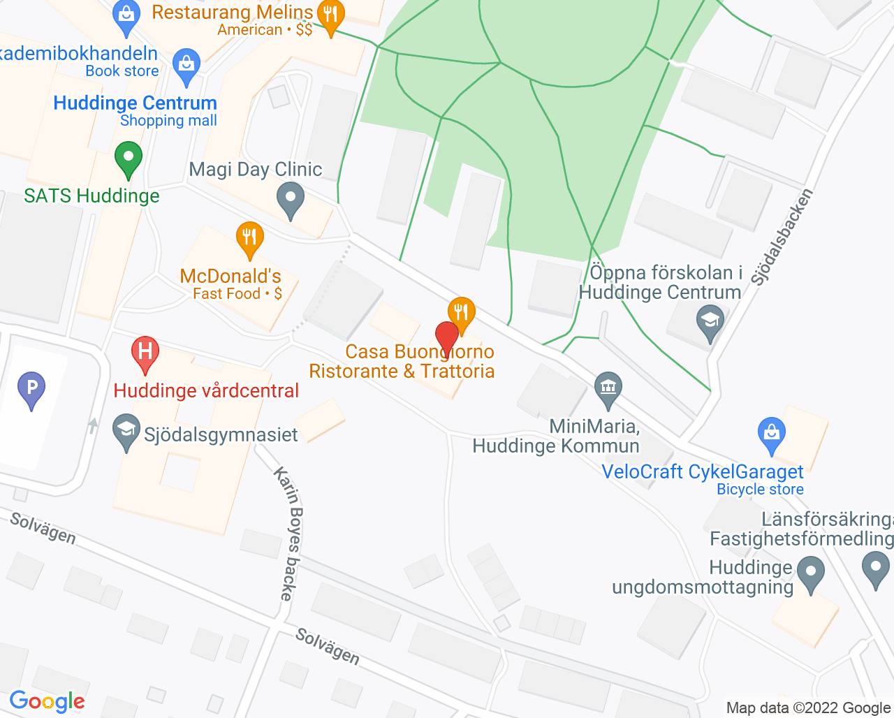 Karta till Audika Huddinge