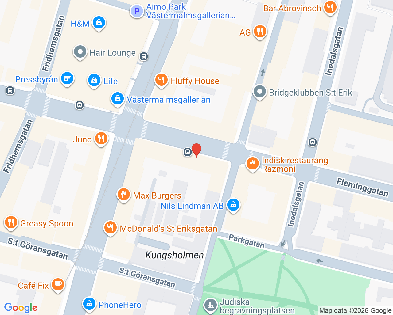 Karta till VaccinDirekt Kungsholmen - Fleminggatan 77