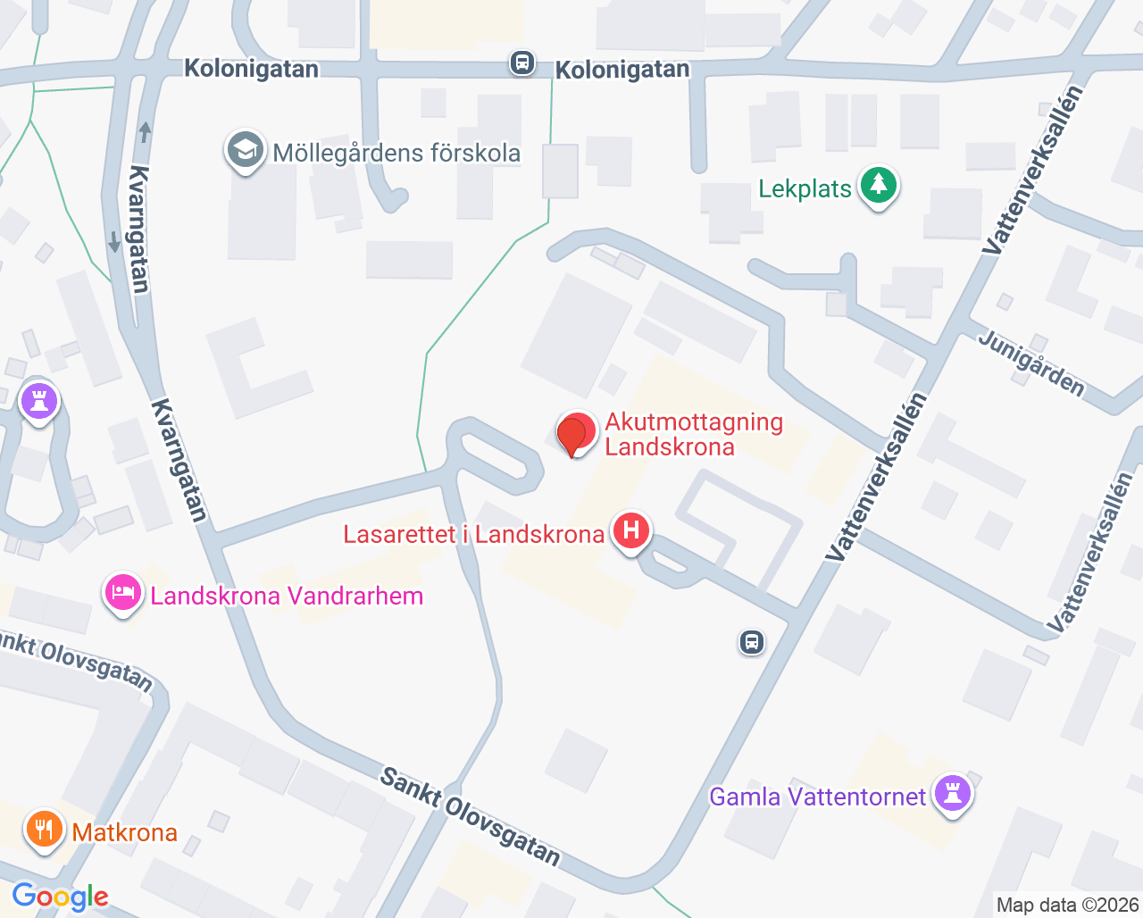 Karta till Akutmottagning Landskrona