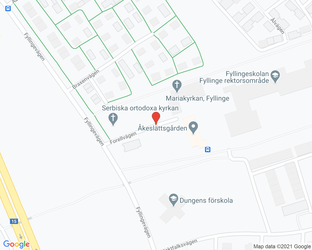 Karta till Distriktssköterskemottagningen Amadeuskliniken Fyllinge, Halmstad