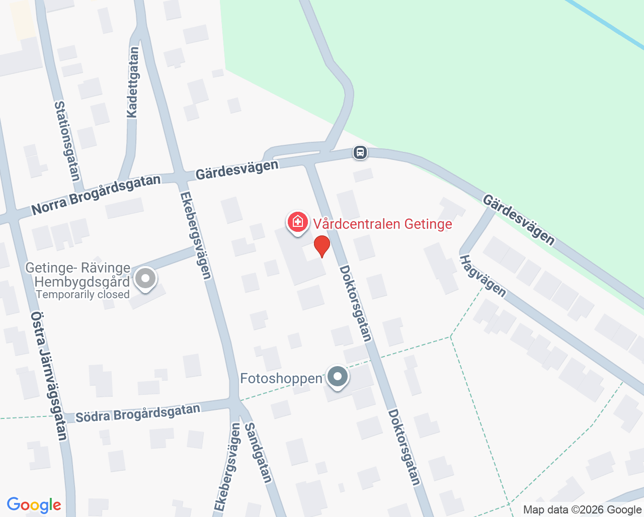 Karta till Distriktssköterskemottagningen Getinge