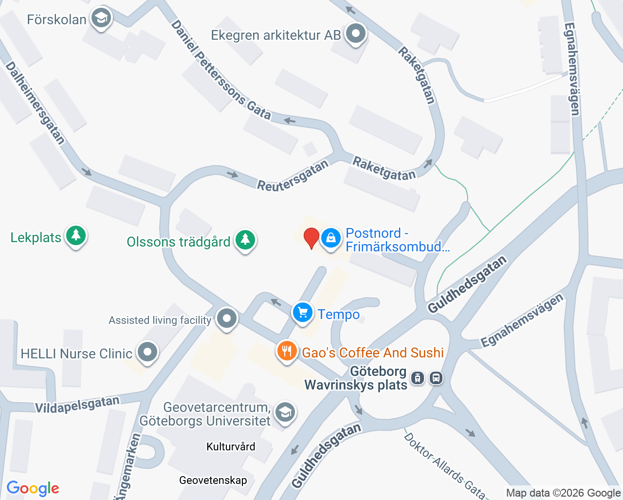 Karta till Akademikliniken Göteborg