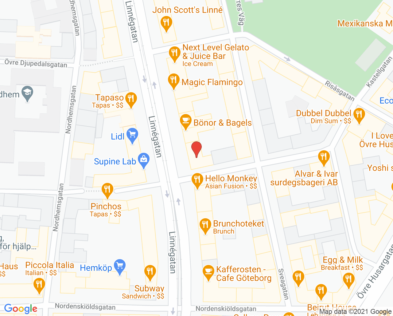 Karta till Tandläkare Ghazaleh Broomand, Göteborg