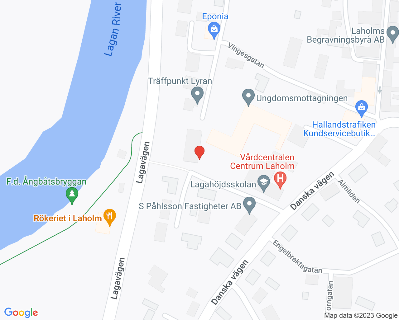 Karta till Bup-mottagningen Laholm