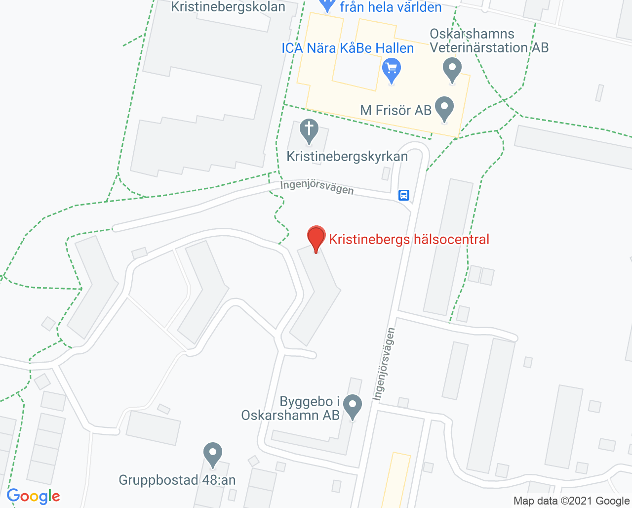 Karta till Psykisk hälsa Kristinebergs hälsocentral