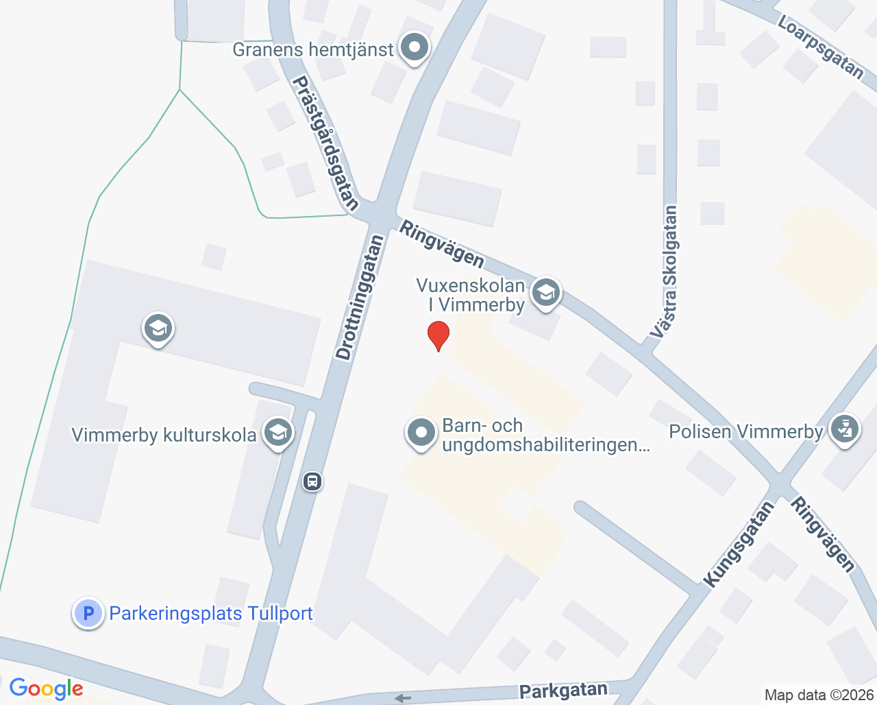 Karta till Vuxenpsykiatriska mottagningen Vimmerby-Hultsfred