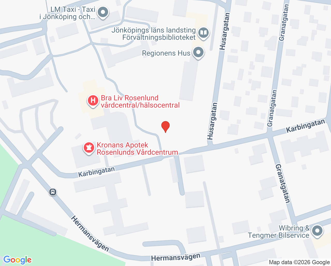 Karta till Barn- och ungdomsmedicinska mottagningen Jönköping