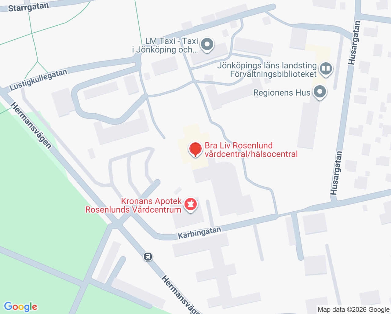 Karta till Rosenlund Folktandvård Jönköping
