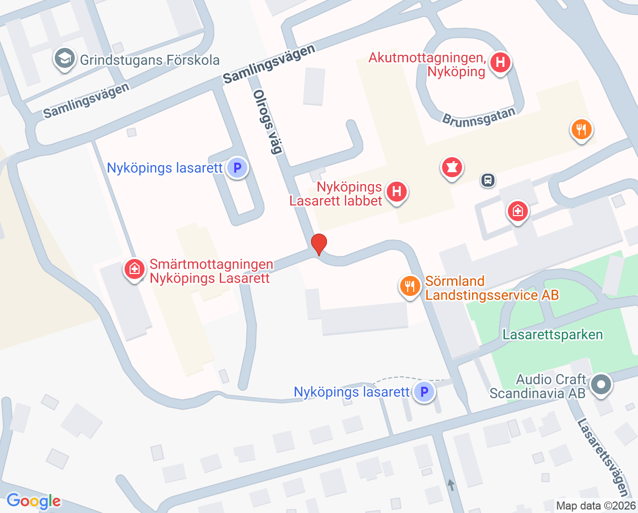 Karta till Medicinavdelning 8 Nyköpings lasarett, Nyköping