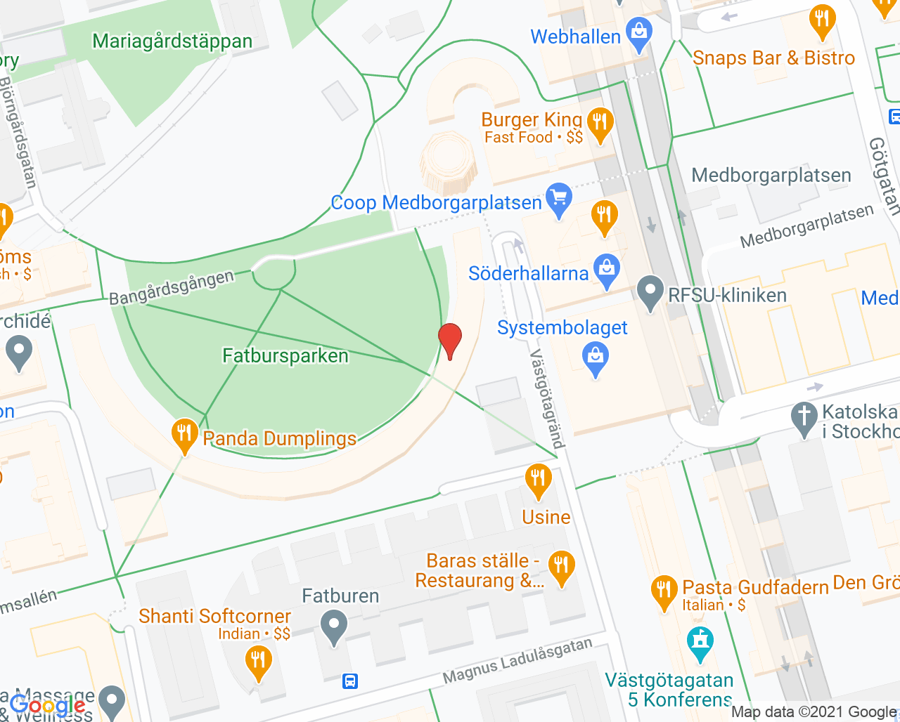 Karta till Fatburen Rehab - Charlotte Palmegren, Södermalm