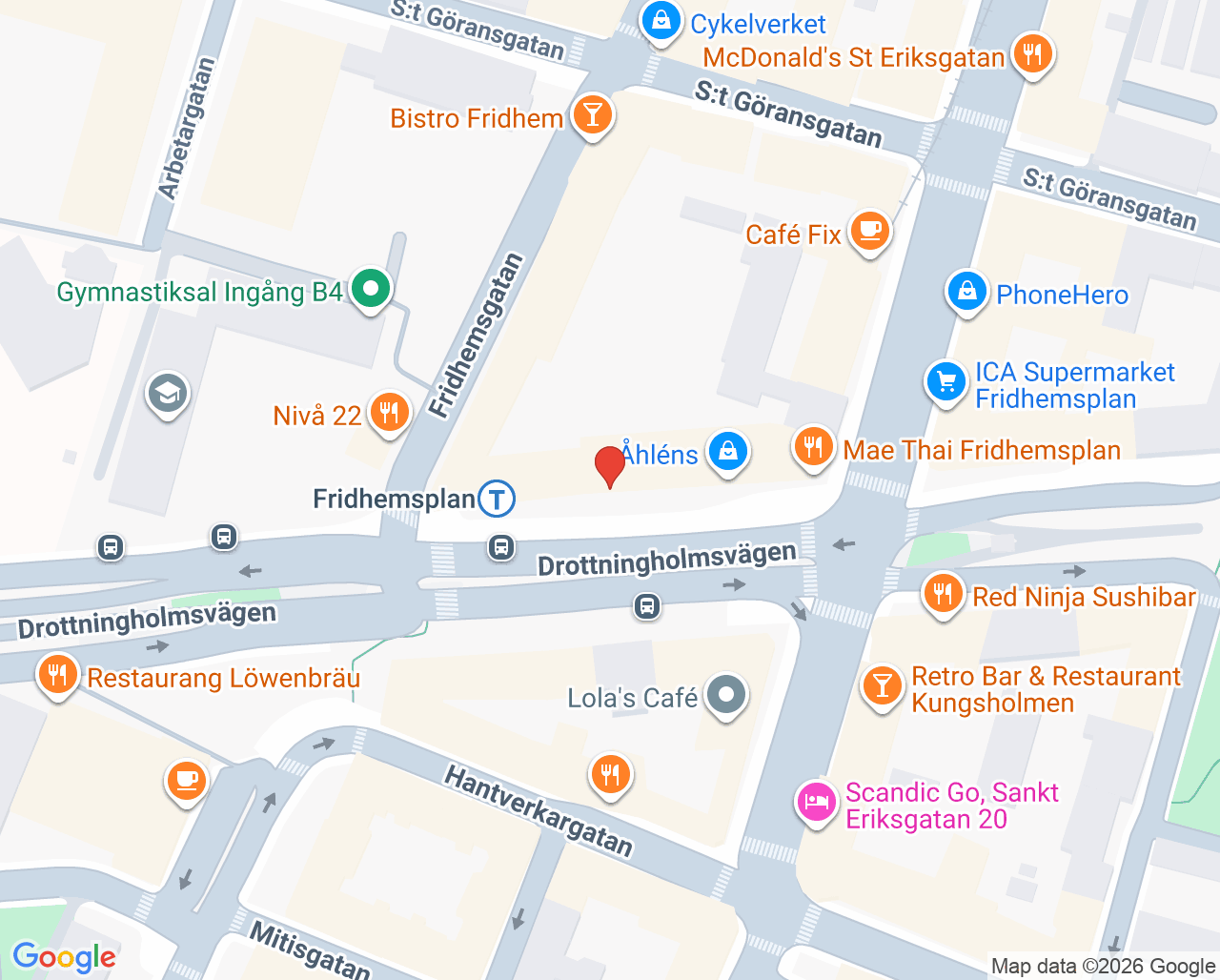 Karta till Tandläkare Angela Hansson, Kungsholmen