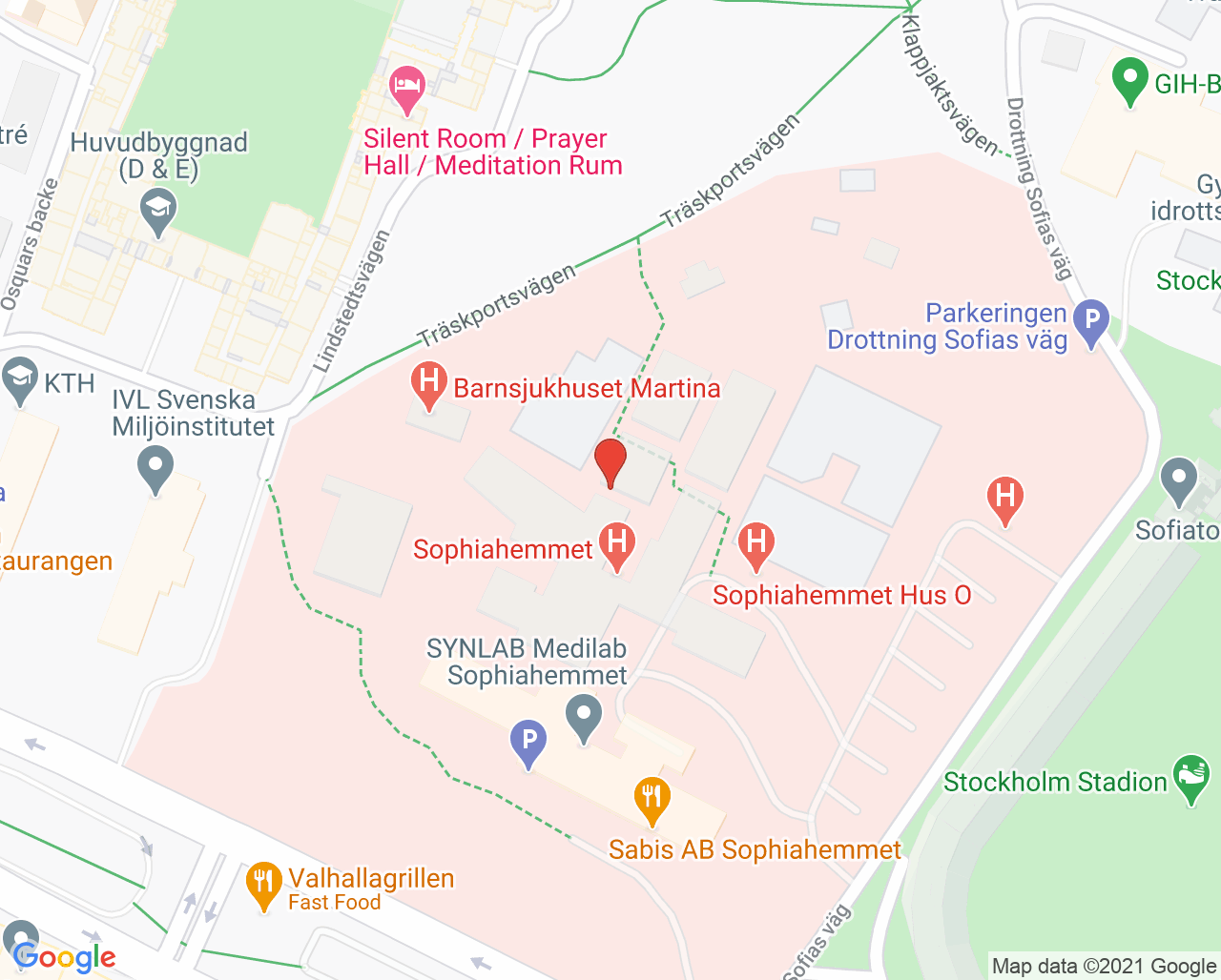 Karta till Capio Ögon vid Sophiahemmet, Östermalm