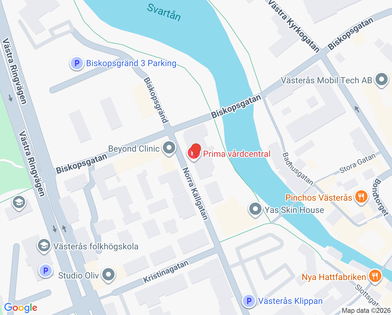 Karta till Prima vårdcentral, Västerås