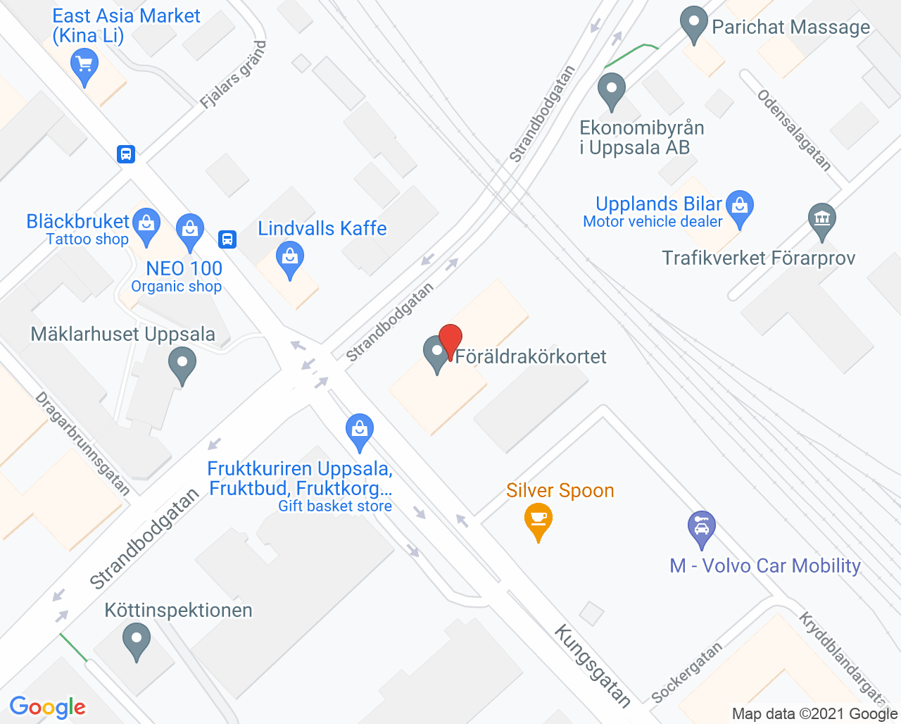 Karta till Familjeterapeuterna Syd i Uppsala