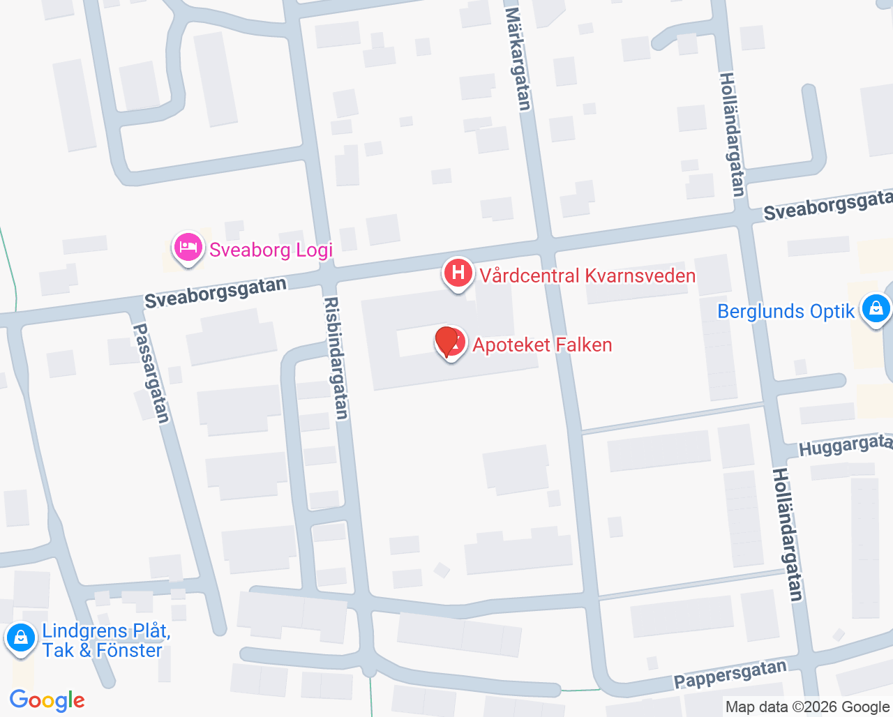 Karta till Vårdcentral Kvarnsveden