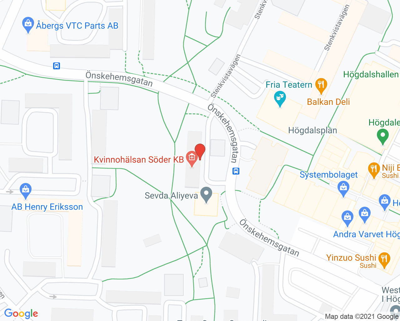 Karta till Högdalen Rehab Södra
