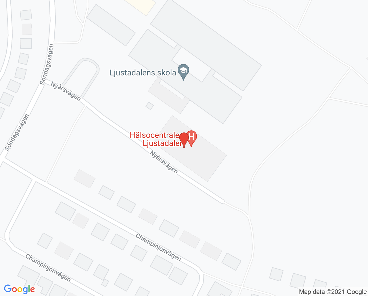 Karta till Hälsocentralen Premicare Ljustadalen