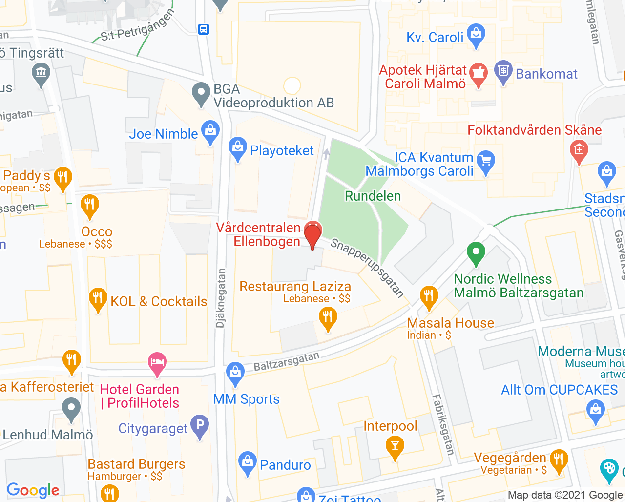 Karta till Ellenbogen Ortopedi My von Walter, Malmö