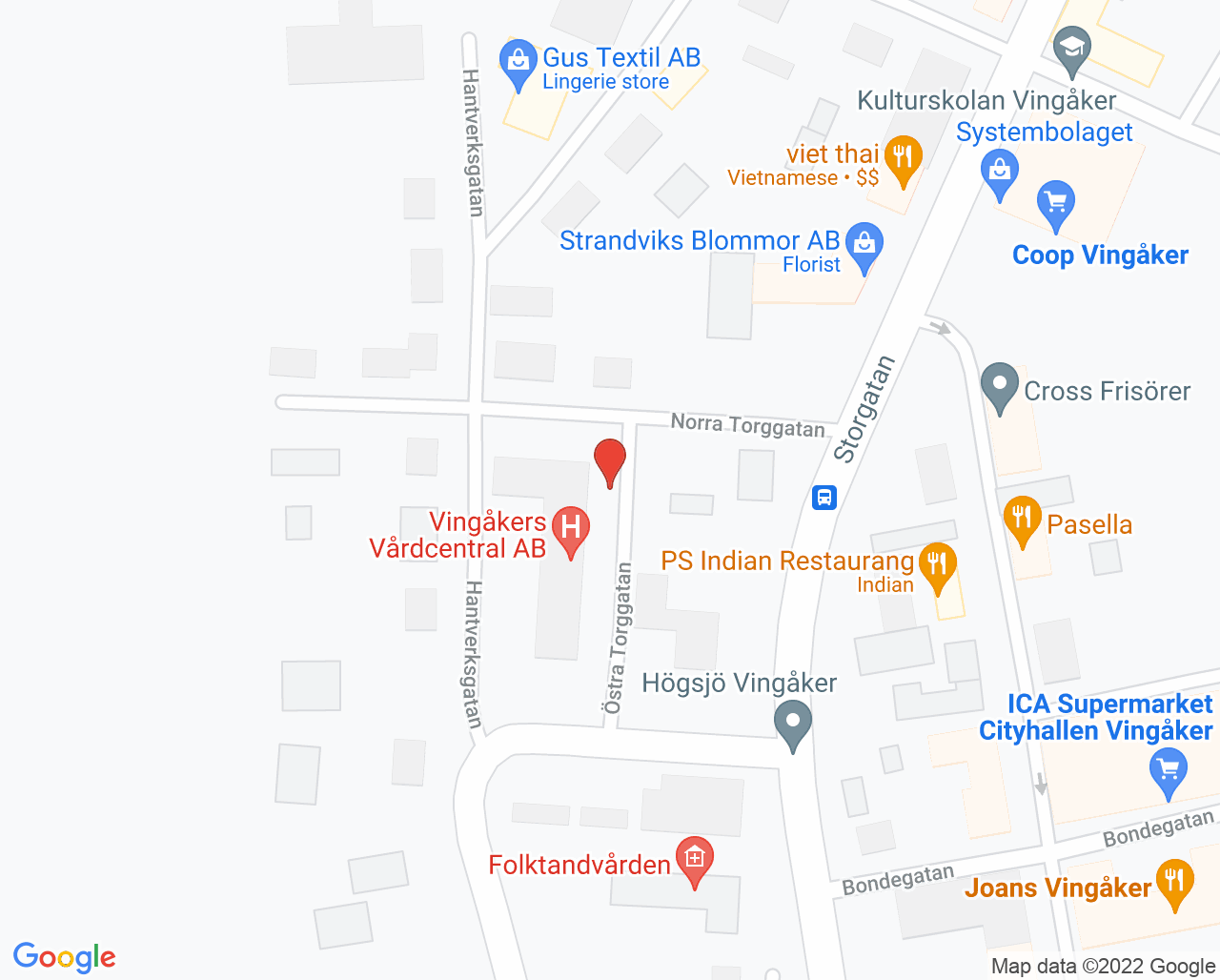 Karta till Distriktssköterskemottagningen Vårdcentralen Doktor.se Vingåker, Vingåker