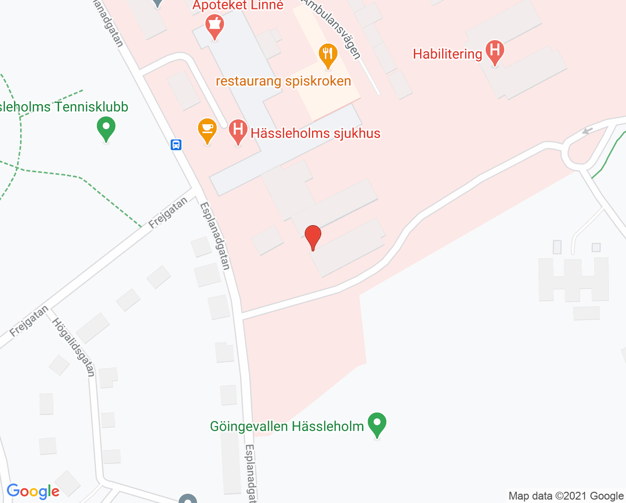 Karta till Smärtrehabiliteringsmottagning Hässleholm