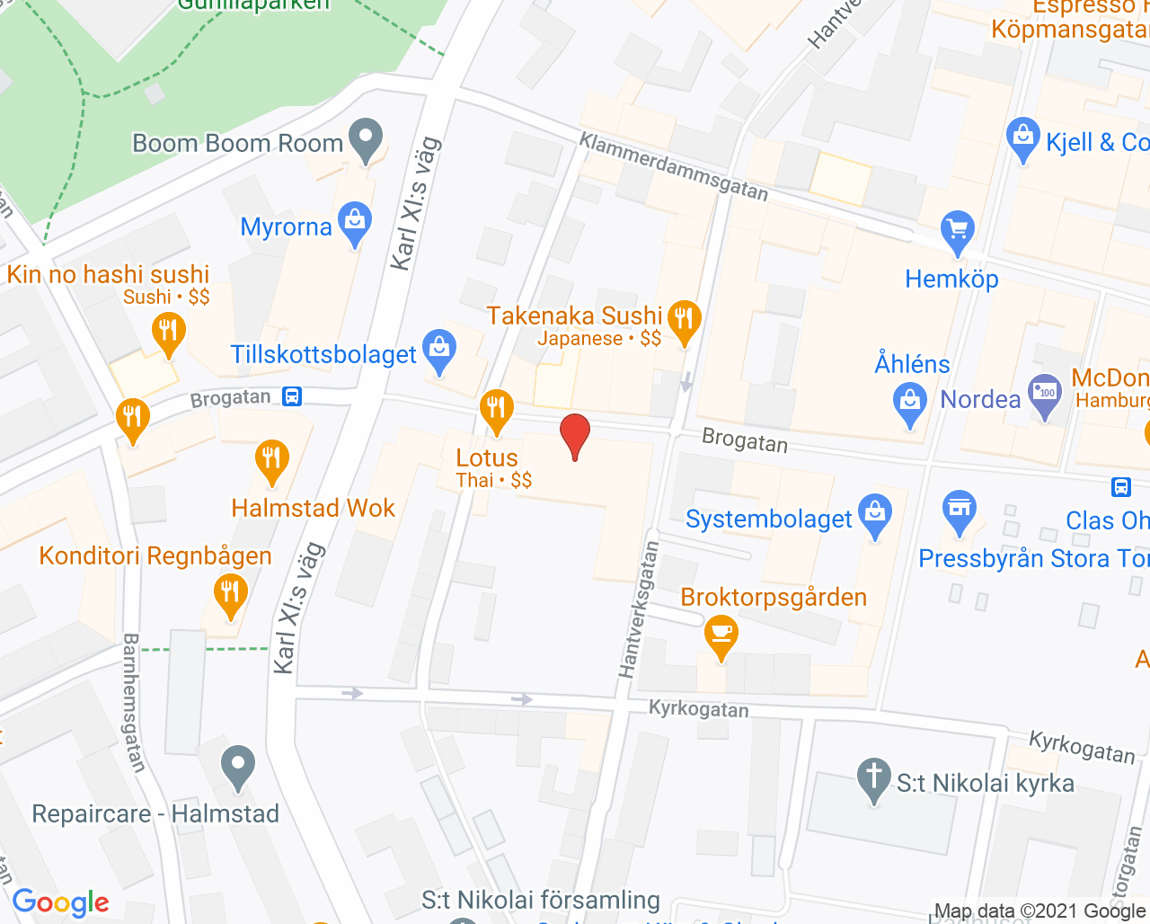 Karta till Barnavårdscentralen Capio Vårdcentral Halmstad