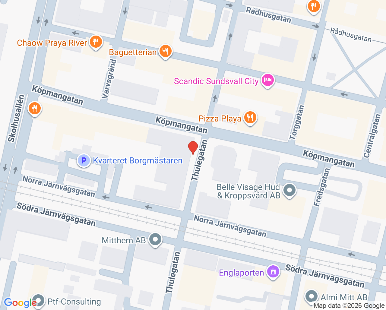 Karta till Tandläkare Wiklund Sundsvall