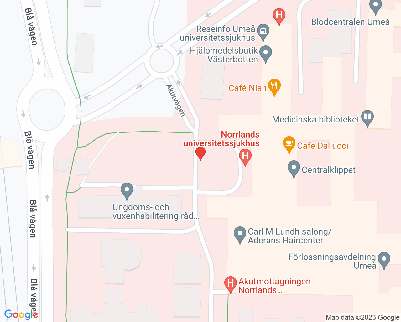Karta till Postoperativ avdelning Umeå