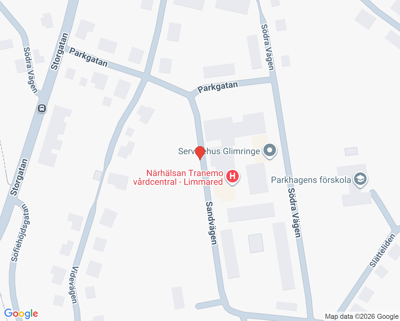 Karta till Närhälsan Tranemo vårdcentral - Limmared, Tranemo