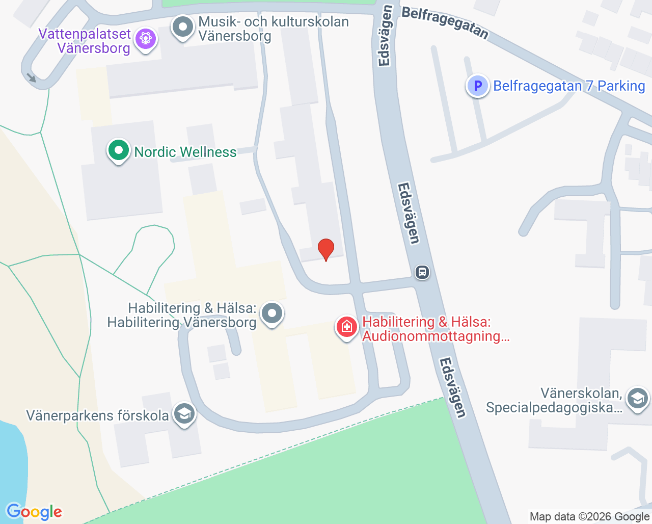 Karta till Närhälsan Vänersborg rehabmottagning, Vänersborg