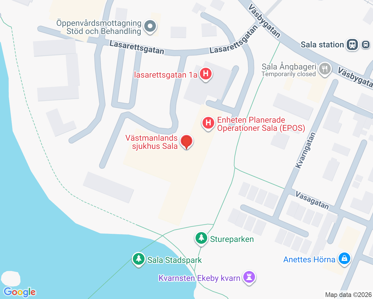 Karta till Medicinmottagningen Sala