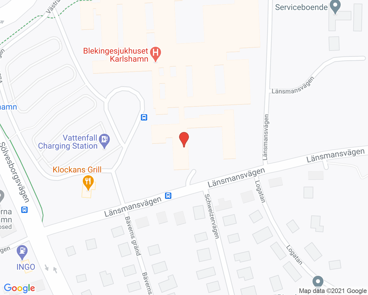 Karta till Rehabiliteringsavdelning, Karlshamn