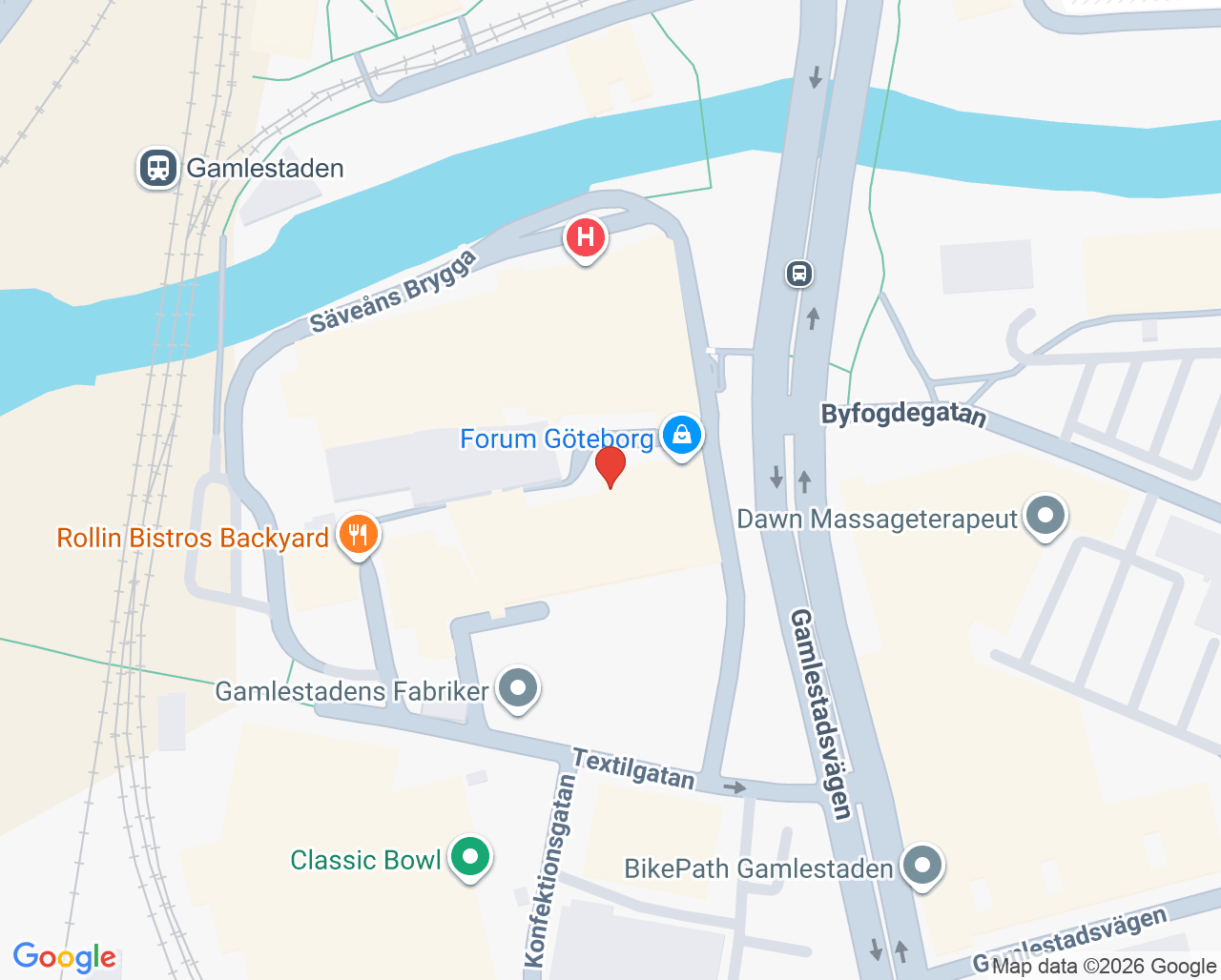 Karta till Göteborg ungdomsmottagning Gamlestaden, Göteborg