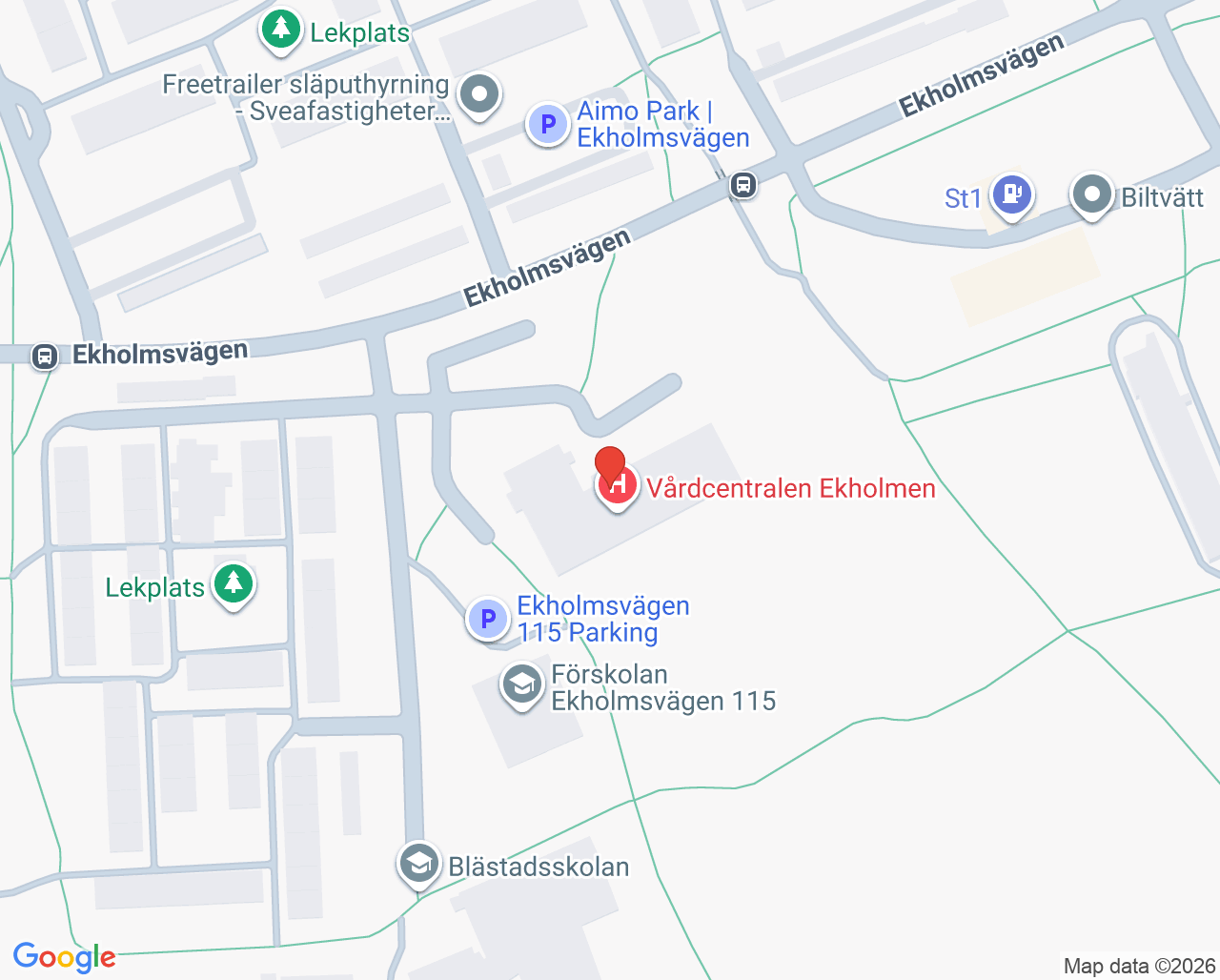 Karta till Barnavårdscentralen, Vårdcentralen Ekholmen