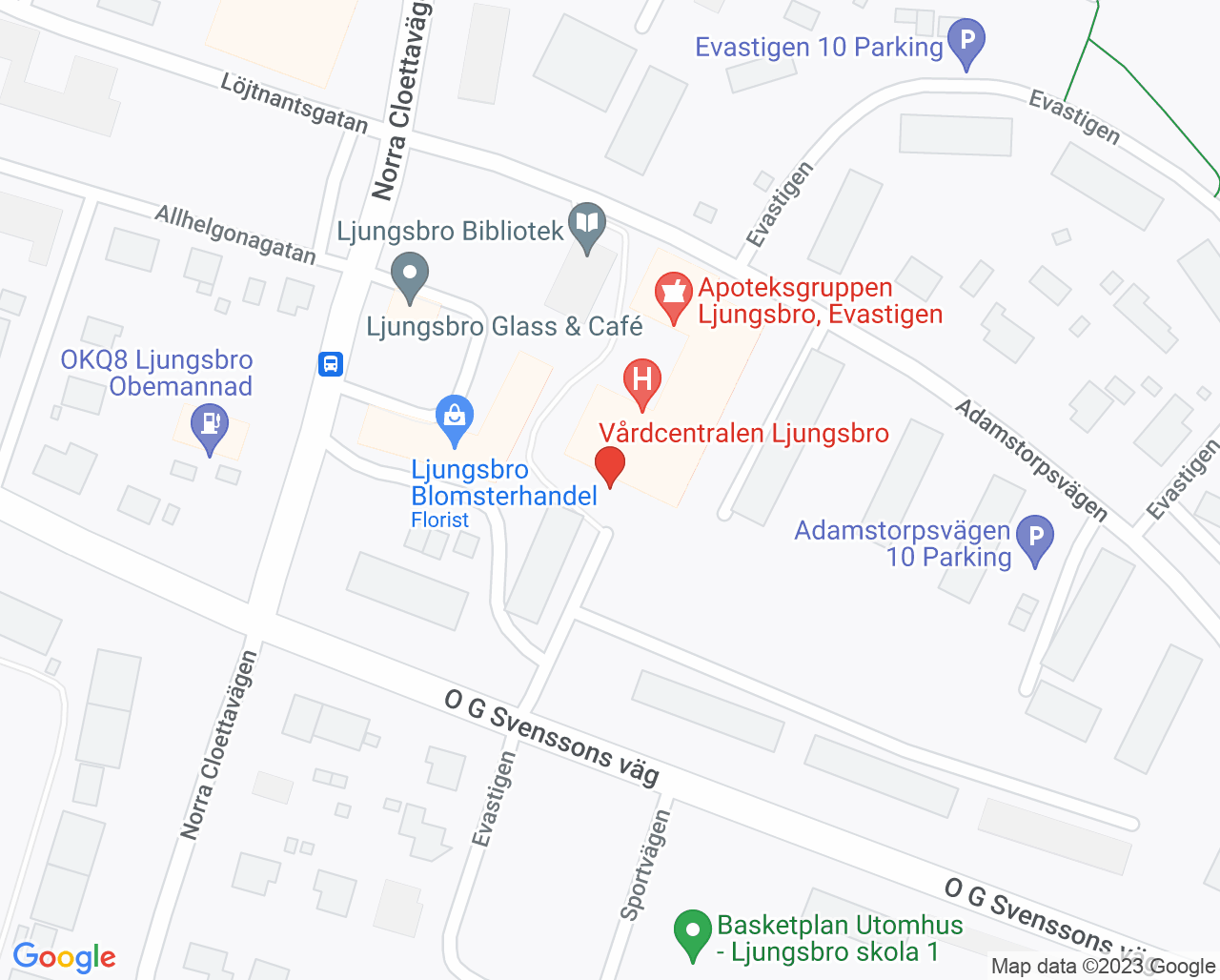 Karta till Vårdcentralen Ljungsbro