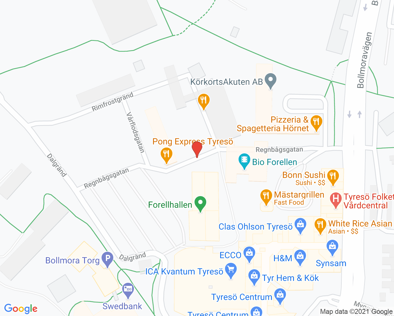 Karta till Folktandvården Tyresö